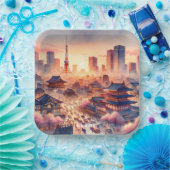 ファンタジーかわいいサンセット東京ビュー ペーパープレート (パーティー)