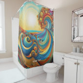 ファンタジーかわいいサンライズウェーブズビーチ シャワーカーテン (インサイチュ)