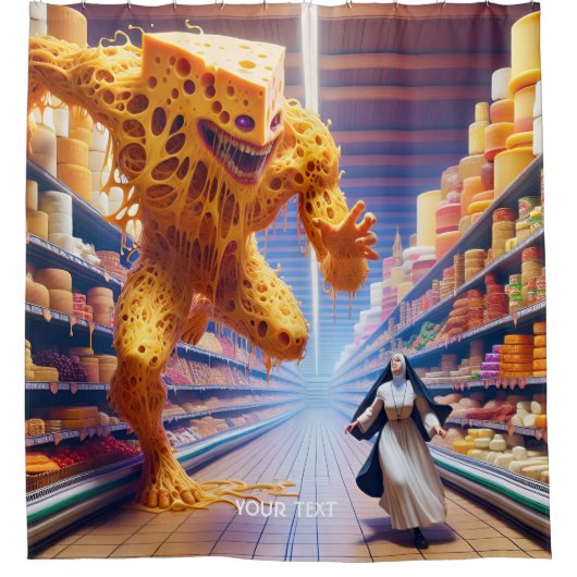 ファンタジーかわいいショップチーズヌーン シャワーカーテン (正面)