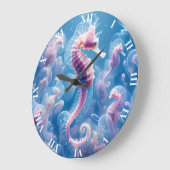 ファンタジーかわいいシーホース植物 ラージ壁時計 (傾斜)