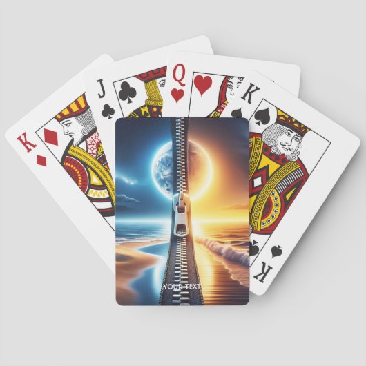 ファンタジーかわいいジッパーの夜の日 トランプ (裏面)