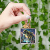 ファンタジーかわいいスケルトン恐竜の庭 キーホルダー (手)