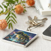 ファンタジーかわいいスケルトン恐竜の庭 キーホルダー (側面)