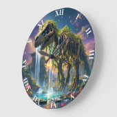 ファンタジーかわいいスケルトン恐竜の庭 ラージ壁時計 (傾斜)