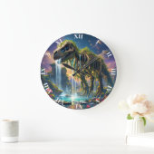 ファンタジーかわいいスケルトン恐竜の庭 ラージ壁時計 (ホーム)