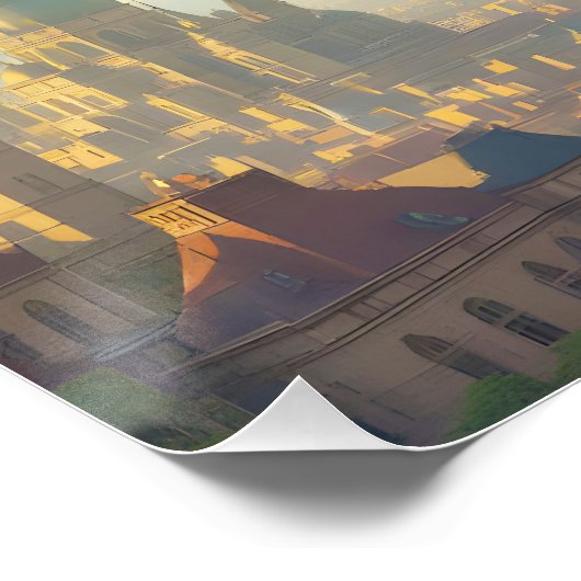 ファンタジーかわいいスチームパンクバードスカイ ポスター (コーナー)