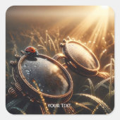 ファンタジーかわいいスチームパンクラウンドグラス スクエアシール (正面)