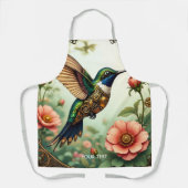 ファンタジーかわいいスチームパンク鳥の花 エプロン (正面)