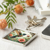 ファンタジーかわいいスチームパンク鳥の花 キーホルダー (側面)