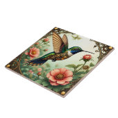 ファンタジーかわいいスチームパンク鳥の花 タイル (側面)