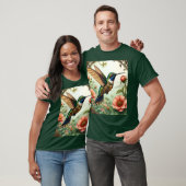 ファンタジーかわいいスチームパンク鳥の花 Tシャツ (ユニセックス)