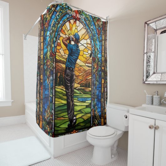 ファンタジーかわいいステンドグラスゴルフ シャワーカーテン (インサイチュ)