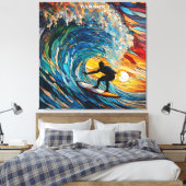 ファンタジーかわいいステンドグラスサーファー キャンバスプリント (インサイチュ (寝室))
