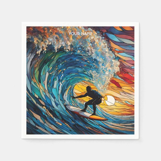 ファンタジーかわいいステンドグラスサーファー スタンダードカクテルナプキン (正面)