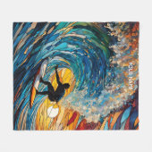 ファンタジーかわいいステンドグラスサーファー フリースブランケット (正面(横))