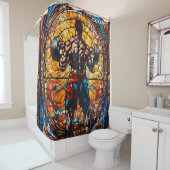 ファンタジーかわいいステンドグラスジム シャワーカーテン (インサイチュ)