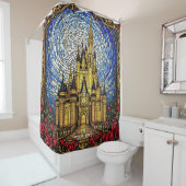 ファンタジーかわいいステンドグラス城 シャワーカーテン (インサイチュ)