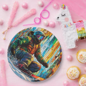 ファンタジーかわいいステンドグラス雪板 ペーパープレート (パーティー)