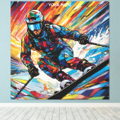 ファンタジーかわいいステンドグラス高山スキー キャンバスプリント (インサイチュ (ウッドフロア))