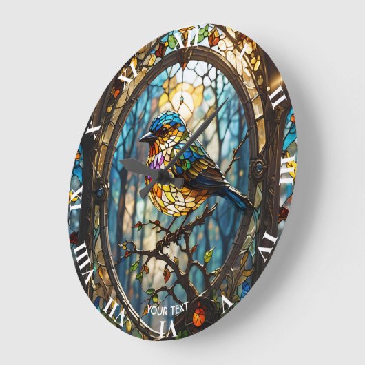 ファンタジーかわいいステンドグラス ラージ壁時計 (傾斜)