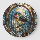 ファンタジーかわいいステンドグラス ラージ壁時計 (正面)