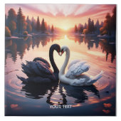 ファンタジーかわいいスワンレイクサンセット タイル (正面)