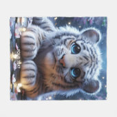 ファンタジーかわいいタイガーホワイトベビー フリースブランケット (正面(横))