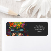 ファンタジーかわいいタイプライター花手 ラベル (インサイチュ)