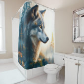 ファンタジーかわいいダブル博覧会狼 シャワーカーテン (インサイチュ)