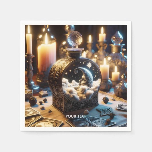 ファンタジーかわいいデカンタームーンナイト スタンダードカクテルナプキン (正面)