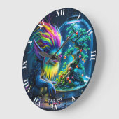 ファンタジーかわいいトロール盆栽 ラージ壁時計 (傾斜)