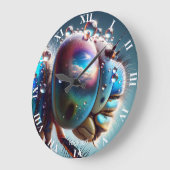ファンタジーかわいいトンボのマクロフォト ラージ壁時計 (傾斜)