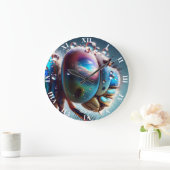 ファンタジーかわいいトンボのマクロフォト ラージ壁時計 (ホーム)