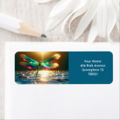 ファンタジーかわいいトンボ水反射 ラベル (インサイチュ)