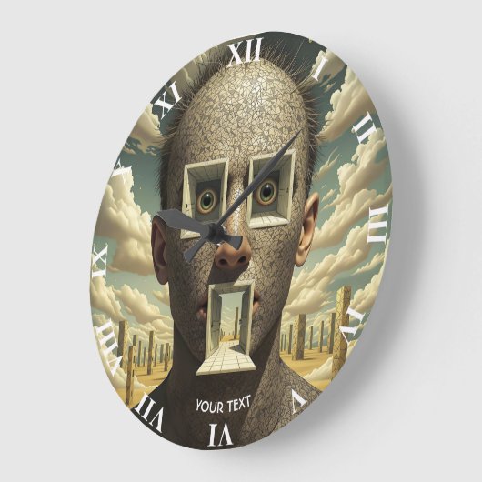 ファンタジーかわいいドアの窓の男 ラージ壁時計 (傾斜)