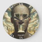 ファンタジーかわいいドアの窓の男 ラージ壁時計 (正面)