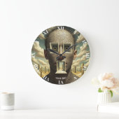 ファンタジーかわいいドアの窓の男 ラージ壁時計 (ホーム)