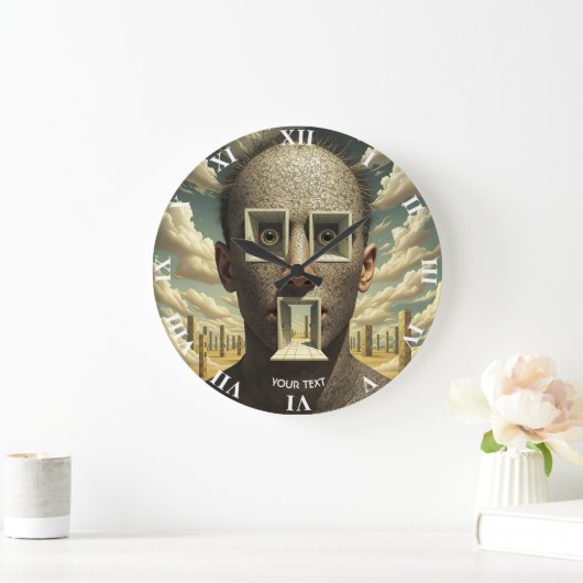 ファンタジーかわいいドアの窓の男 ラージ壁時計 (ホーム)