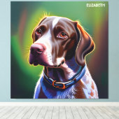 ファンタジーかわいいドイツ語の短いポインタ キャンバスプリント (インサイチュ (ウッドフロア))