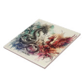 ファンタジーかわいいドラゴンフェニックスインク タイル (側面)