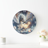 ファンタジーかわいいドラゴンライトエッグ ラージ壁時計 (ホーム)