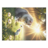 ファンタジーかわいいネコのネズミの花 テーブルクロス (正面(横))