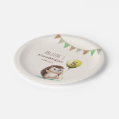 ファンタジーかわいいハッピーヘッジホッグバルーン誕生日 ペーパープレート (アングル)