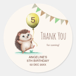 ファンタジーかわいいハッピーヘッジホッグバルーン誕生日 ラウンドシール