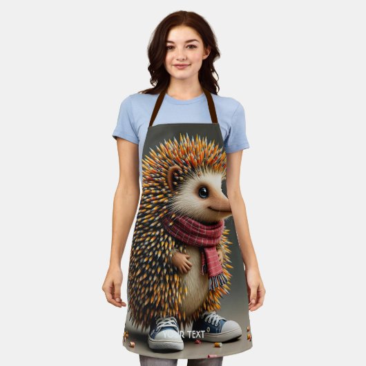 ファンタジーかわいいハリネズミ鋭い針 エプロン (着用した状態)