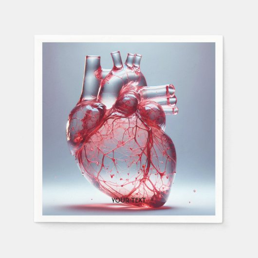 ファンタジーかわいいハートレッドグラス スタンダードカクテルナプキン (正面)