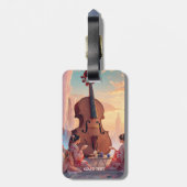 ファンタジーかわいいバイオリンの女の子のお茶 ラゲッジタグ (裏面縦)