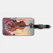 ファンタジーかわいいバイオリンの女の子のお茶 ラゲッジタグ (裏面横)