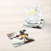 ファンタジーかわいいバイオリンの女の子サン スクエアペーパーコースター (インサイチュ)