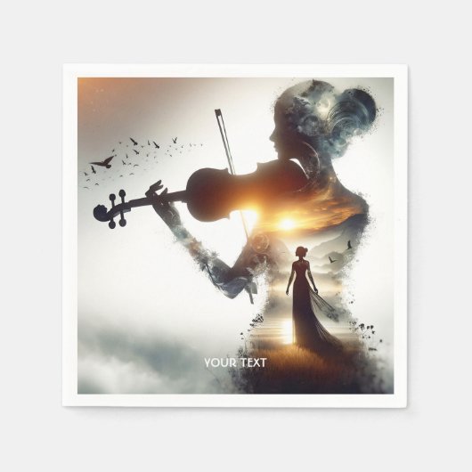 ファンタジーかわいいバイオリンの女の子サン スタンダードカクテルナプキン (正面)